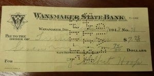 Wanamaker State Bank check